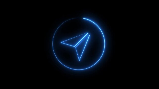 Glowing Telegram Icon Animation on Black Background