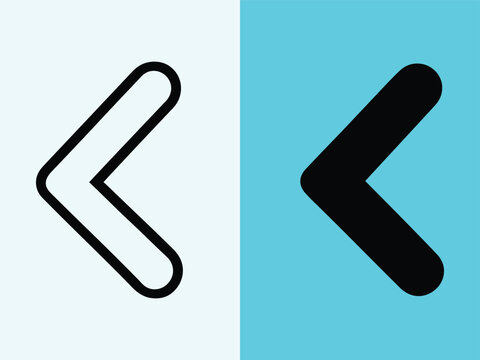 Modern left arrow icons on contrasting color backgrounds with transparent background