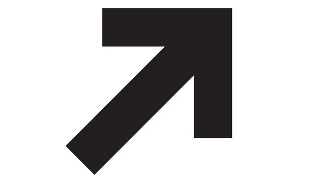Black diagonal arrow sign pointing up and right with diagonal direction pointing navigation movement progress isolated business communication instruction positive increase