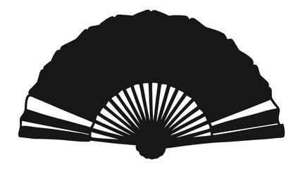 Black fan silhouette on a white background a decorative handheld object © munna