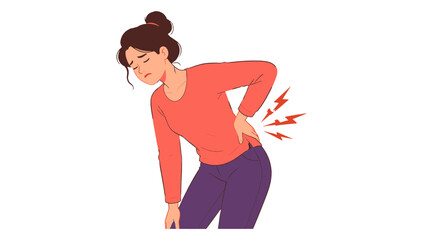 Fototapeta premium Woman holding lower back with spinal pain illustration