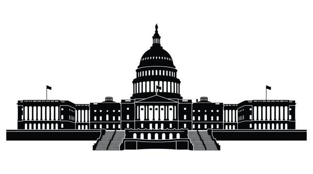 United States Capitol building silhouette on a white background
