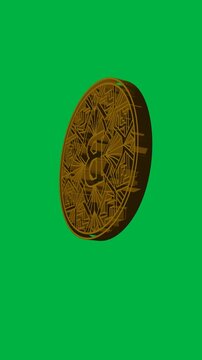 Art Deco Geometric Emblem with Letter B Rotating on Green Background, Seamless Loop Animation, 4K