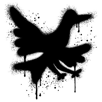 Bird in graffiti style with black spray paint. vector illustration.