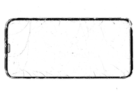 Cracked Phone Screen Protector Overlay PNG Isolated on Transparent Background