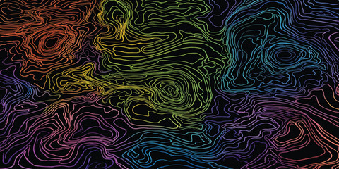 Colorful topographic contour lines abstract design with topographic abstract background spectrum elevation geometry colorful cartography gradient topography geography visualization © MOHAMAD