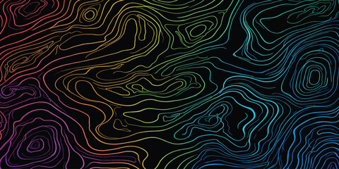 Rainbow topographic contour map background with topographic background abstract colorful gradient visualization geography cartography geometric spectrum technology illustration elevation © MOHAMAD