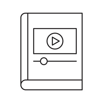 Video book and interactive multimedia learning line icon