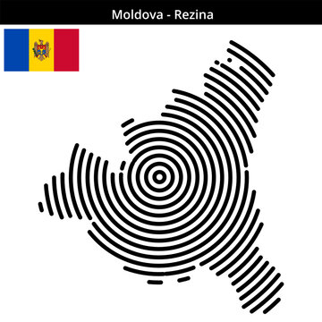 Map of Moldova region Rezina in larger concentric lines