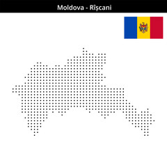 Obraz premium Map of Moldova region Rîșcani in small size dots