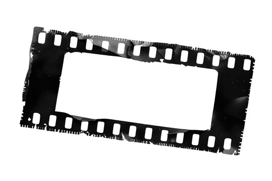 Curved black photographic film strip frame isolated