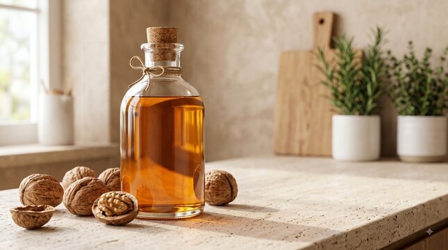 Natural Walnut Oil Glass Bottle Healthy Cooking Ingredient
