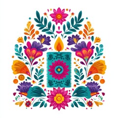 Obraz premium Vibrant floral folk art illustration.