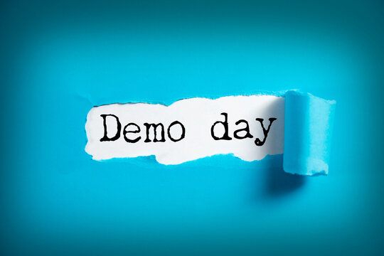 Demo day phrase written on white paper