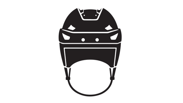 Ice hockey helmet vector icon, black silhouette of professional sports headgear, protective hockey equipment for team sports branding and logos
