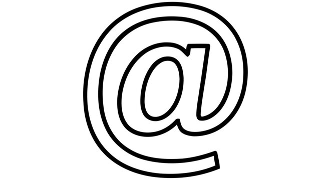 At Symbol  Black Line Vector Illustration On White Background
