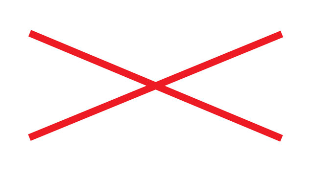 Simple red cross shape symbol with negative forbidden incorrect decision isolated crossout abstract function