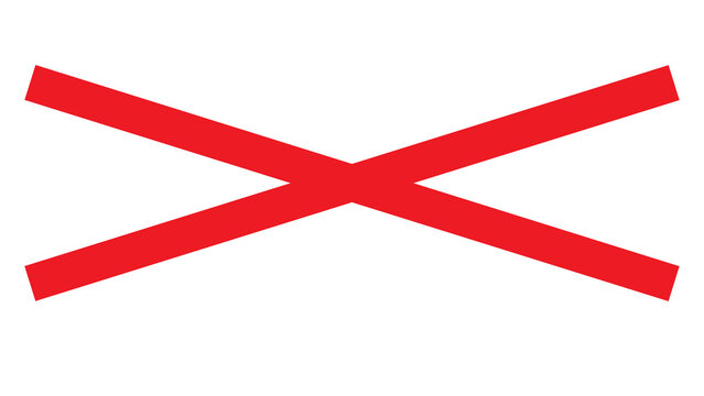 Simple red cross shape symbol with negative forbidden incorrect decision isolated crossout abstract function