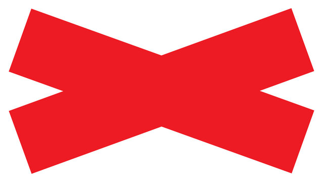Bold red stylized cross symbol with negative forbidden incorrect decision isolated crossout abstract function