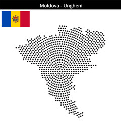 Obraz premium Map of Moldova region Ungheni in concentric medium dots