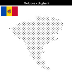 Obraz premium Map of Moldova region Ungheni in small cross shaped dots