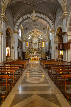 Baroque church interior in Pitigliano, Tuscany, Italy