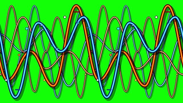 Abstract Animated Sine Waves Moving Against A Bright Green Background