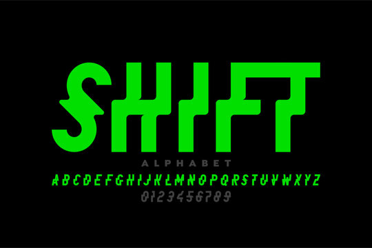 Shift Style Modern Font | Dynamic Alphabet & Numbers Vector

