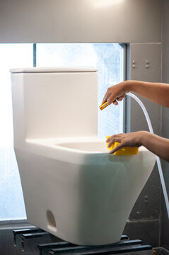 Use a flush pump to flush the toilet.