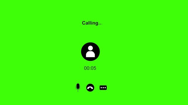Incoming and Outgoing Phone Call User Interface Animation with Calling Timer and Call Icons Isolated on Dark, White, and Green Screen Chroma Key Backgrounds