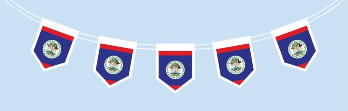 Belize Flag Pennant Garland Bunting Decoration Isolated