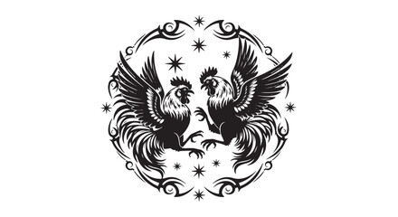 Rooster Emblem Design for Traditional Logo or Apparel Art © creations sanddollar