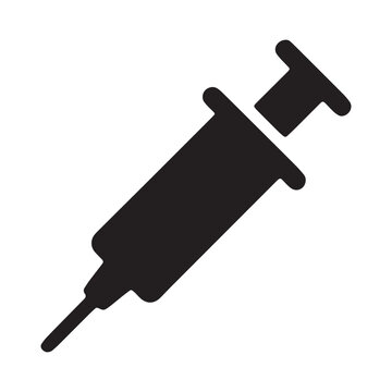 Medical hypodermic syringe injection vector icon with injection healthcare medicine hospital clinical