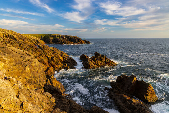Quiberon Atlantic coast rugged rocks and crashing waves
