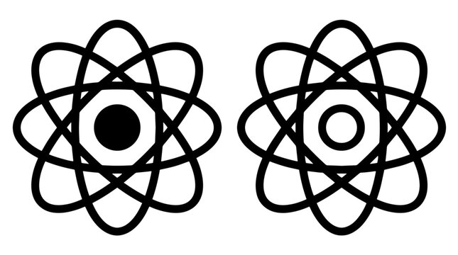 Atomic structure science symbol vector icon set