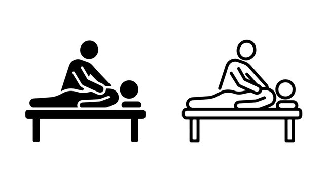 Professional massage therapy icon on table with wellness