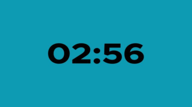 3 minutes countdown with black background. seconds on transparent background 180 second countdown timer.