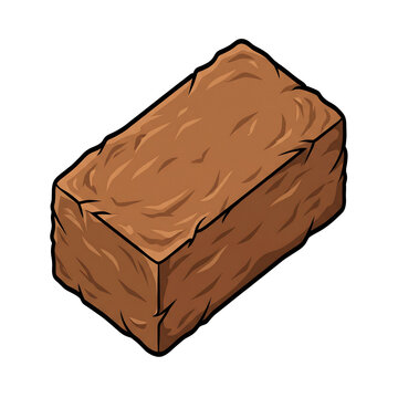 Isolated Growing Medium, Isometric cartoon mud brick building material vector illustration