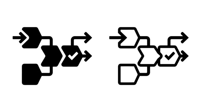 Task completion workflow icon with checkmark symbol