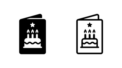 Birthday greeting card icon set with cake vector, birthday © MdDelowar