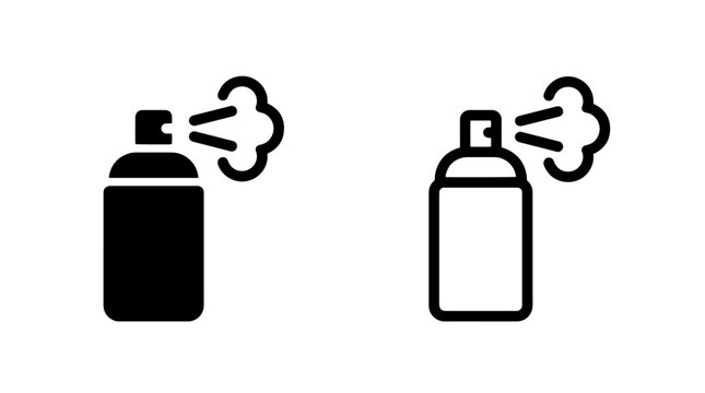 Aerosol spray can icon set with spraypaint, pressurized