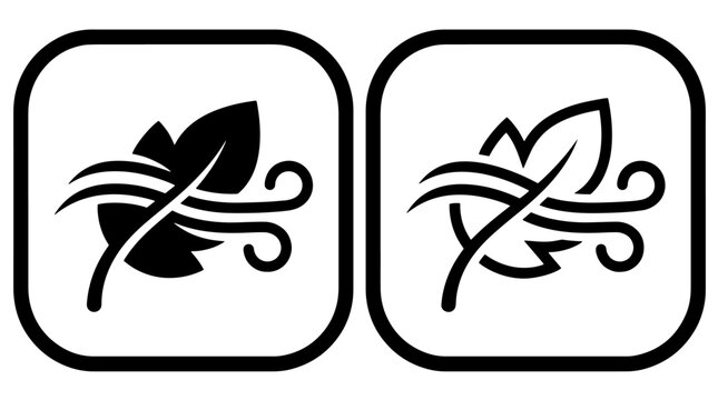 Leaf in wind icon set positive and negative space