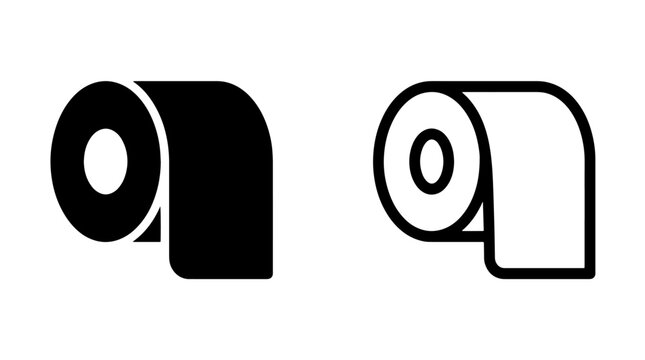 Toilet paper roll icon set for restroom facility graphics