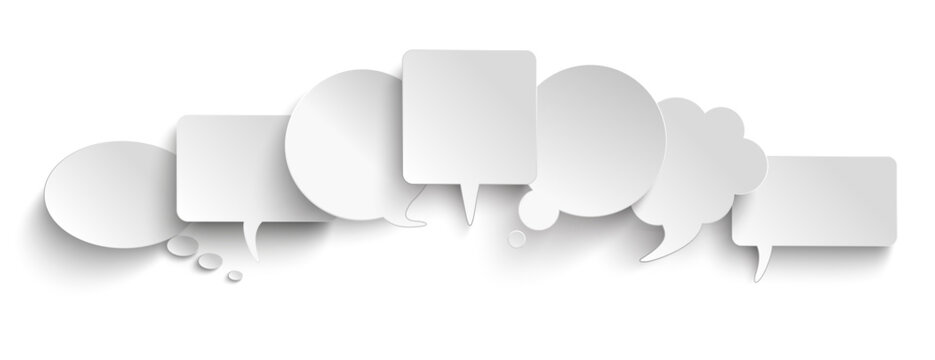 White Paper Speech Balloons Transparent Header