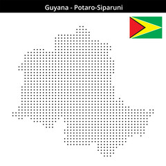 Obraz premium Map of Guyana region Potaro-Siparuni in small size square dots