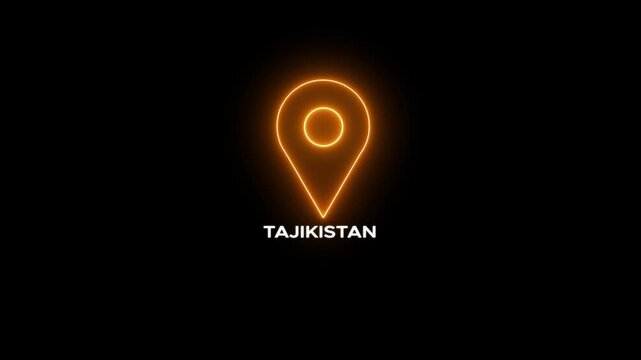 Red location pin icon with Tajikistan text on black background image photo 4k video...