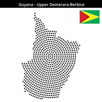 Map of Guyana region Upper-Demerara-Berbice in concentric medium dots