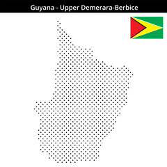 Fototapeta premium Map of Guyana region Upper-Demerara-Berbice in small cross shaped dots