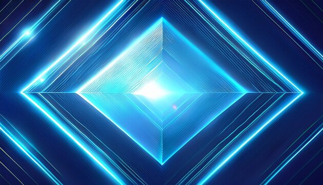 Abstract Blue Diamond Background With Bright Light Generative Ai