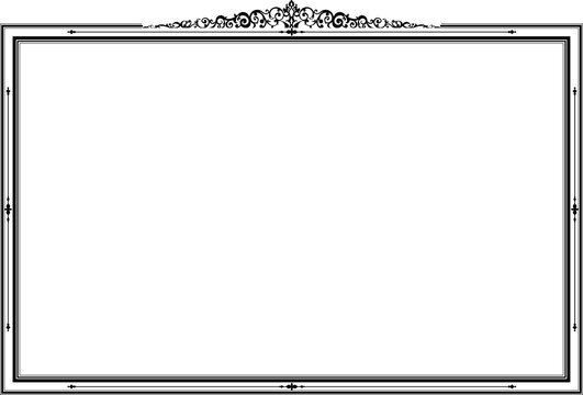 Elements of ornate vintage frames. Border black on white classic calligraphy swirls, floral motifs. Design print for greeting cards, wedding invitations, restaurant menu, royal certificates. Set 21